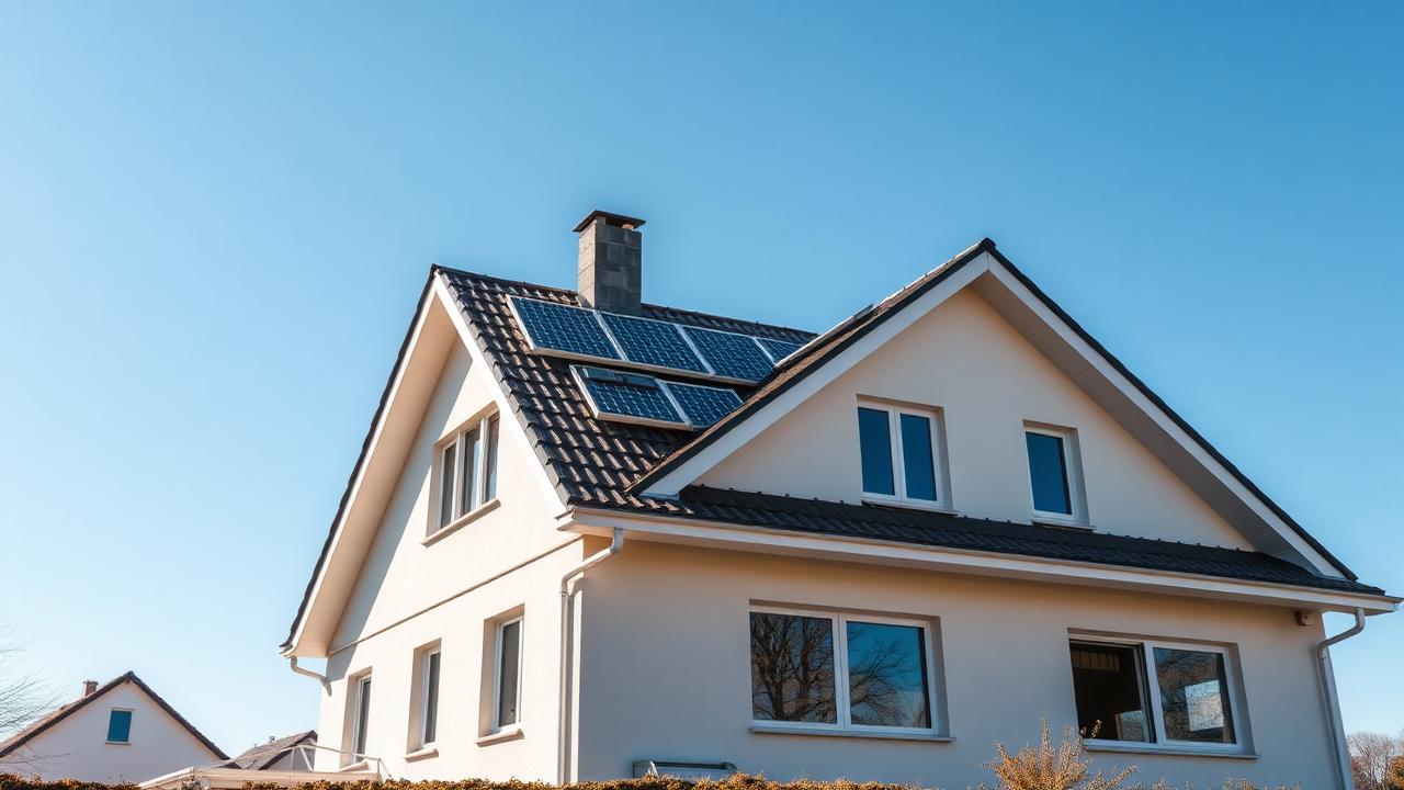 Einfamilienhaus mit Photovoltaikanlage auf dem Dach